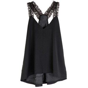 Black Tank with Lace Strap Detail